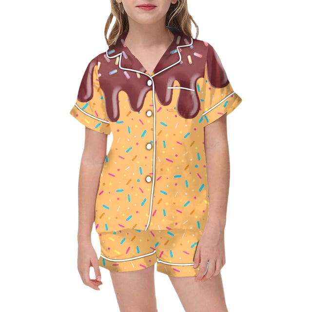 Ensemble de Pyjamas de Noël pour Préados, Pyjamas en Soie Imprimée pour Filles, Manches Courtes, Tenue de Noël 2 Pcs pour Filles, Pyjamas pour Filles 12-13 Ans