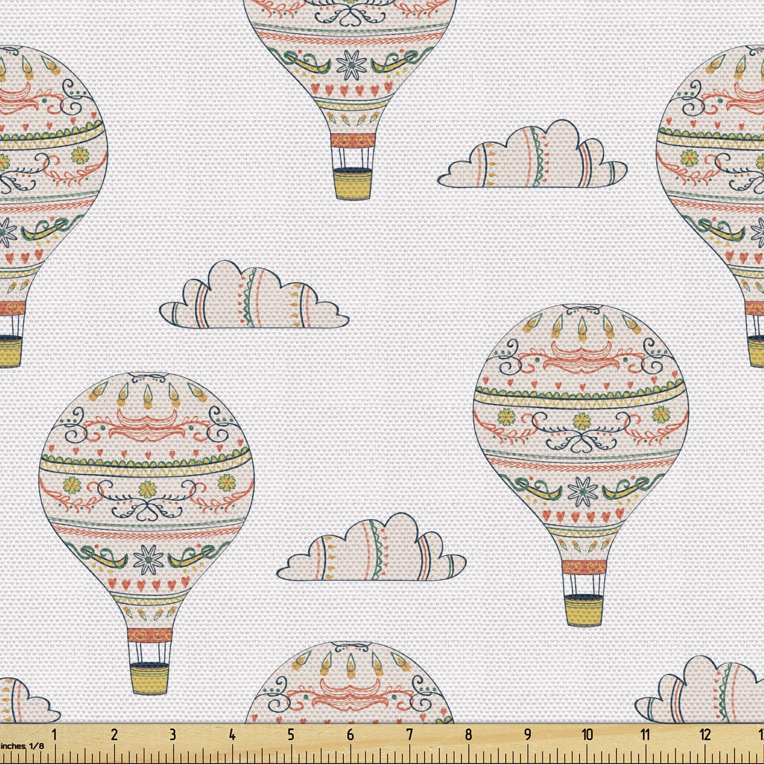 Balloon Upholstery Fabric by the Yard, Inspirations with Swirls Hearts