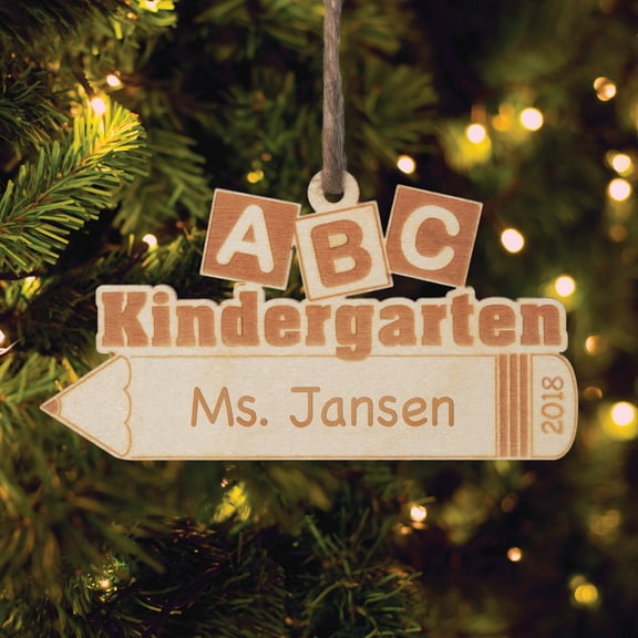 Personalized Wood Teacher Christmas Ornament - ABC Kindergarten Teacher