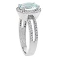 thumbnail image 3 of 14K White Gold Natural Aquamarine Ring Cushion-cut 8x8 mm 2-row Diamond Accents, size 9.5, 3 of 4