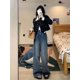 thumbnail image 5 of Pantalones vaqueros Retro de estilo coreano para mujer, pantalones largos de cintura alta, piernas anchas, moda urbana informal, nuevos, 5 of 5