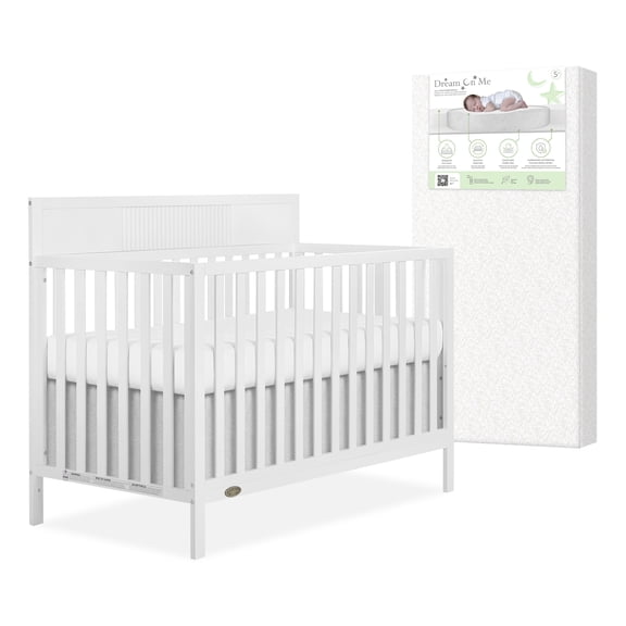 Nursery Bundle, Dream On Me Ivy 5 in 1 Convertible in White and Crib & Toddler Mattress Bundle