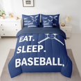thumbnail image 2 of Baseball Twin Comforter Set with Sheets Sport Game Ball Theme Bed in a Bag Sports Bedding Sets Teen Baseball Room Decor Bed Set Baseball Sports Sheets 7 Pcs Navy Blue, 2 of 5