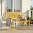 thumbnail image 5 of Dovov Oversized Outdoor Bench, Steel Garden Bench All Weather Patio Bench Outdoor Loveseat Bench for Backyard Porch Garden, Geometric Backrest, Yellow, 5 of 11