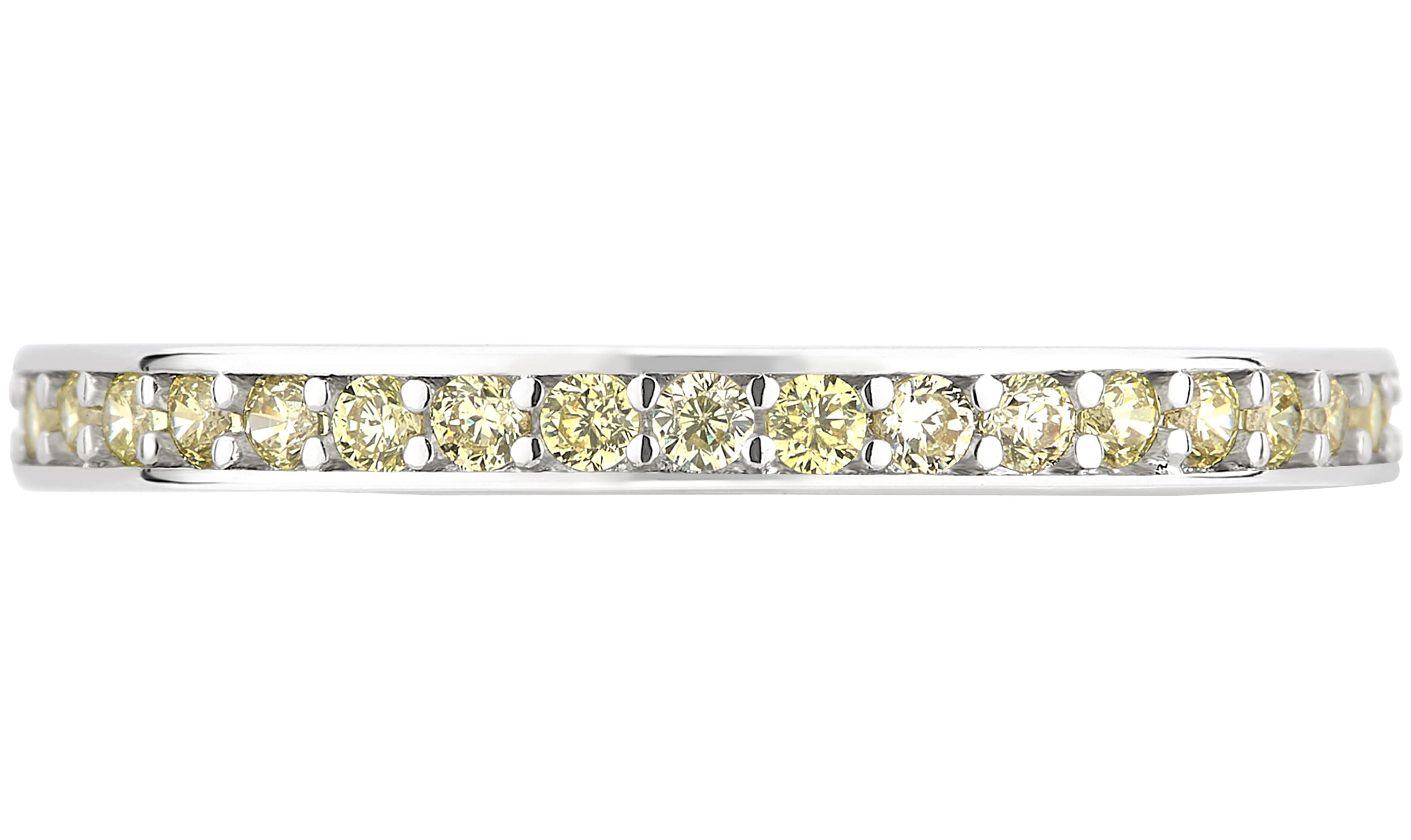 Arista Created Citrine Eternity Fashion Women's Wedding Band in Silver Overlay Brass