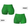 thumbnail image 5 of Fotbe Green Sparkling Shiny Seamless Shorts, Womens Workout Shorts High Waist Stretch Booty Short for Gym/Yoga/Running/Biking-Small, 5 of 9