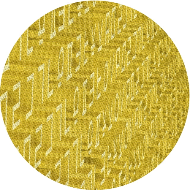 Ahgly Company Tapis d'Intérieur Lavables en Machine, Ronds, Transitionnels, Jaune Or Vif, Ronds de 5 Pi