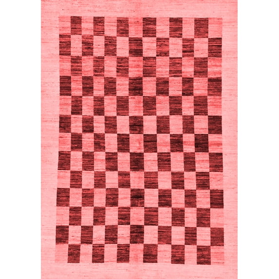 Ahgly Company Indoor Rectangle Checkered Red Modern Area Rugs, 3' x 5'