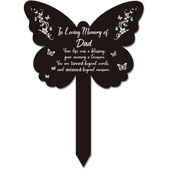 Memorial Remembrance Plaque Stake Acrylic Plaque Memorial Commemoratory Sign Garden Remembrance Decoration for Dad's Funeral Anniversary Black