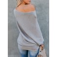 thumbnail image 2 of Femmes Manches Longues Oversized hors Épaule Solide Couleur Pull Pull Tops, 2 of 4