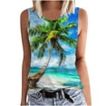 thumbnail image 2 of Titcea Womens Tank Tops Round Neck Sleeveless Summer Travel Graphic Tees Hawaiian Beach Holiday Palm Tree Printed T Shirts, 2 of 5