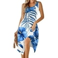 thumbnail image 3 of Womens Casual Tank Dress Floral Sleeveless Summer Midi Dress Asymmetrical Hem Vacation Beach Outfit, 3 of 7