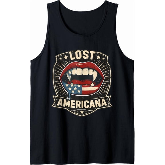 Lost Americana Vampire Retro Usa Tank Top Size S-3XL