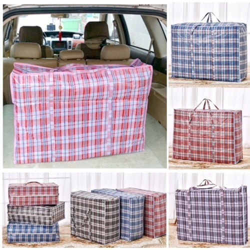 Sac de Rangement Portable en Plastique Jumbo pour Lessive, à Fermeture Éclair, Réutilisable, Grand et Robuste, Étui de Rangement pour Lessive, Sac de Bagage avec Fermeture Éclair, Couleur Aléatoire