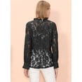 thumbnail image 4 of Women's Long Bell Sleeve Sheer Floral Lace Blouse Tops, 4 of 5