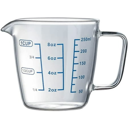 

Limei 250ML/8 oz heat-resistant glass measuring cup with scale for laboratory children s milk making kitchen baking etc