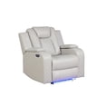 thumbnail image 3 of Benz LED & Power Recliner Chair Made With Faux Leather in Ice/ White, 3 of 9