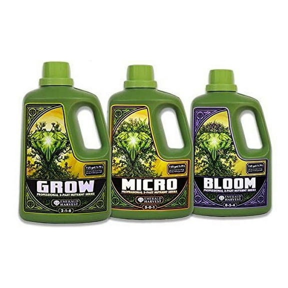 Emerald Harvest Grow, Micro, Bloom Fertilizer Combo, 3.8 L
