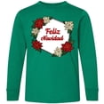 thumbnail image 3 of Inktastic Feliz Navidad Poinsettia Long Sleeve Youth T-Shirt, 3 of 5