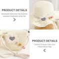 thumbnail image 4 of Sombrero de 52-54cm de circunferencia, Sombrero de Paja de verano para niños, sombrero de playa a cuadros, patrón de amor, sombrero para el sol y conjunto de bolsa de paja, 4 of 6