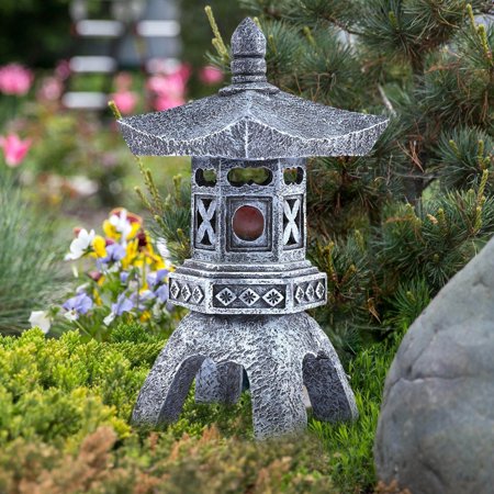 View of wolftale Solar Pagoda Lantern Resin Sculpture Lamp Lantern Lights ...