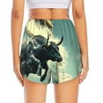 thumbnail image 2 of Lsque Bull Charging Through Waves Printed Women's Running Shorts with Liner Pockets,Elastic Quick Dry Workout Athletic Gym Yoga Shorts,Womens High Waist Shorts-X-Large, 2 of 9