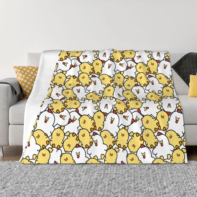 Balery Cartoon Chicken Manta de Franela con Dibujo, Lujo Ultra Suave y Cálido, Antipelusa y Resistente a las Arrugas para Cama, Sofá, Camping -40"x30"