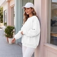 thumbnail image 4 of Sorvello Sweatshirt For Women Crewneck Fleece Pullover Sweatshirts No Hood Oversized Long Sleeve Tops Casual Comfy Fall Clothes White XL, 4 of 6