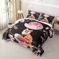 thumbnail image 3 of Erosebridal Gold Fox Moon Twin Quilt Set for Girls, Japanese Cherry Blossom Twin Coverlet Set, 2-Piece, 3 of 7