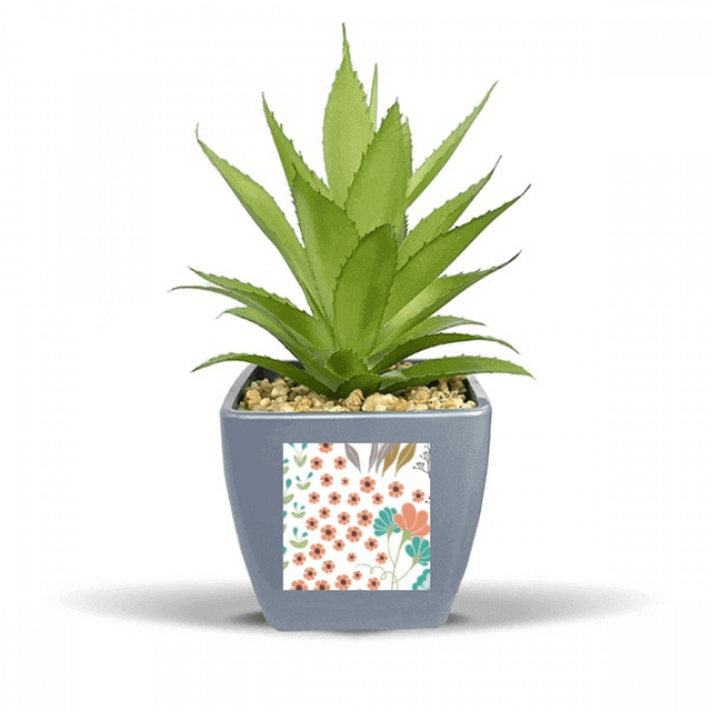 GreenOrange Flower Paint Fake Pineapple Flower Pot Vase Mini Decor