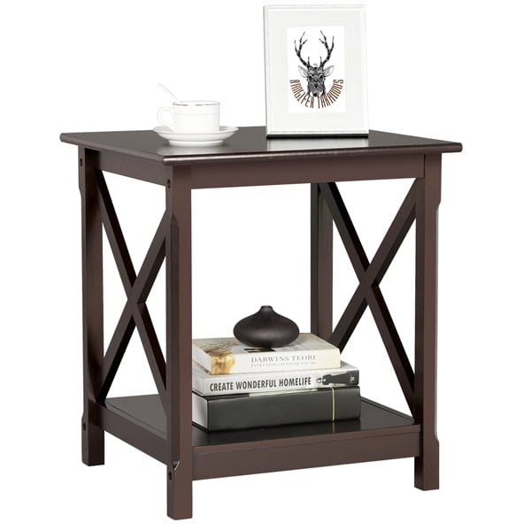 Yaheetech X Design Wood Coffee Side End Table With Storage Shelf For Living Room Espresso Rustic Com - Clock Coffee And End Tables Yaheetech X Design Wood Coffee Side End Table With Storage Shelf For Living Room Espresso Rustic Com - Clock Coffee And End Tables