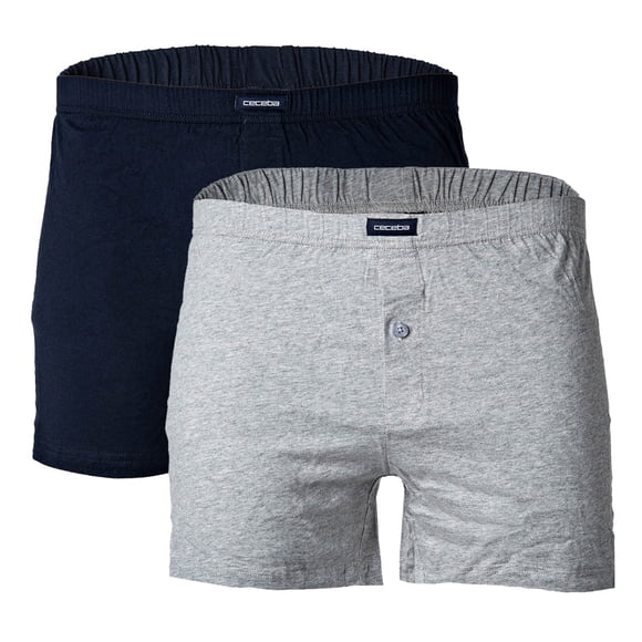 CECEBA Pantalones cortos para hombres, paquete de 2 - Boxer, básicos, de algodón, M-8XL, lisos Gris 3XL (XXX-Large)