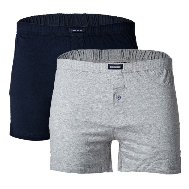 CECEBA Pantalones cortos para hombres, paquete de 2 - Boxer, básicos, de algodón, M-8XL, lisos Gris 3XL (XXX-Large)