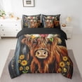 thumbnail image 2 of Manfei Animal Highland Cattle Twin Bedding Sets 7-Piece for Female Men Women,Rustic Farmhouse Bedding Comforter Set Microfiber,Chic Floral Flowers Breathable Sheet Sets,Super Cozy Room Decor, 2 of 8