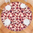 thumbnail image 2 of Elastic hem round tablecloth with delicate floral patterns, durable water-resistant polyester, fits 44-52 inch tables, big size version, 2 of 7