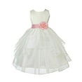 thumbnail image 2 of Ekidsbridal Ivory Satin Shimmering Organza Formal Flower Girl Dresses Formal Evening Gown Pretty Princess Communion Baptism Christening 4613T 10, 2 of 3