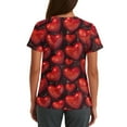 thumbnail image 3 of Valentines Scrubs Tops Women Plus Size Loose Short Sleeve Cute Love Heart Printed Scrubs Casual V Neck Scrub Shirts Medical Nurse Uniform Nursing Workwear with Pockets Red M, 3 of 5