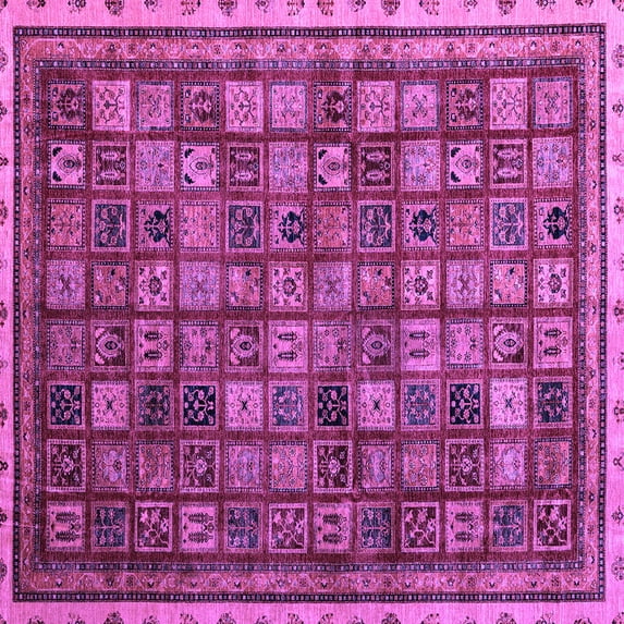 Ahgly Company Indoor Square Oriental Purple Modern Area Rugs, 5' Square