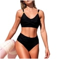 thumbnail image 4 of Mceream Women's Casual Fashion Solid Color Split Bikini Swimsuit Women's High Waisted Sports Swimsuit Black XL, 4 of 8