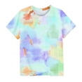 thumbnail image 5 of breaise Girls Tie Dye Short Sleeve Shirt Kids Summer Fashion Crewneck Tops Casual Tees 3-14 Years, 5 of 6