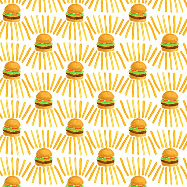 Burgers and Fries Fast Food Pattern Premium Roll Gift Wrap Wrapping Paper