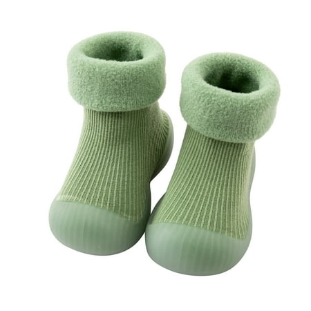 

wofedyo baby essentials Kids Toddler Baby Boys Girls Solid Warm Knit Soft Sole Rubber Shoes Socks Slipper Stocking Soft Shoes Socks baby socks