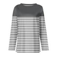 thumbnail image 3 of yillto Women Basic Long Sleeve Tops Striped Crewneck Slim Shirts Casual Business Tunic Blouses Outfits, 3 of 5