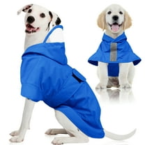 Kuoser Dog Raincoat Waterproof & Reflective Dog Rain Jacket with Hood, Blue, M