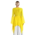 thumbnail image 4 of YiZYiF Womens Sequins Chiffon Praise Dance Tunic Overlays Tops Flare Sleeve Worship Dancewear Yellow XL, 4 of 7