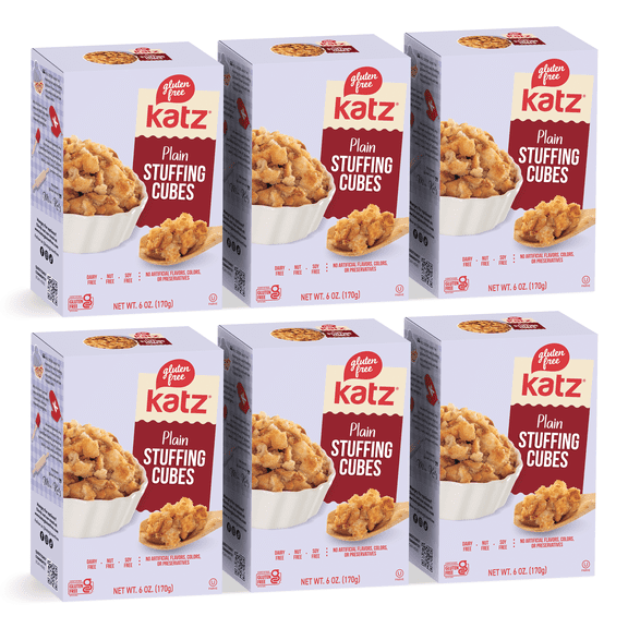 Katz Gluten Free Stuffing Cubes - Plain |Gluten Free, Dairy Free, Nut Free, Soy Free, Kosher | (6 Pack, 6.0 Ounce Each)