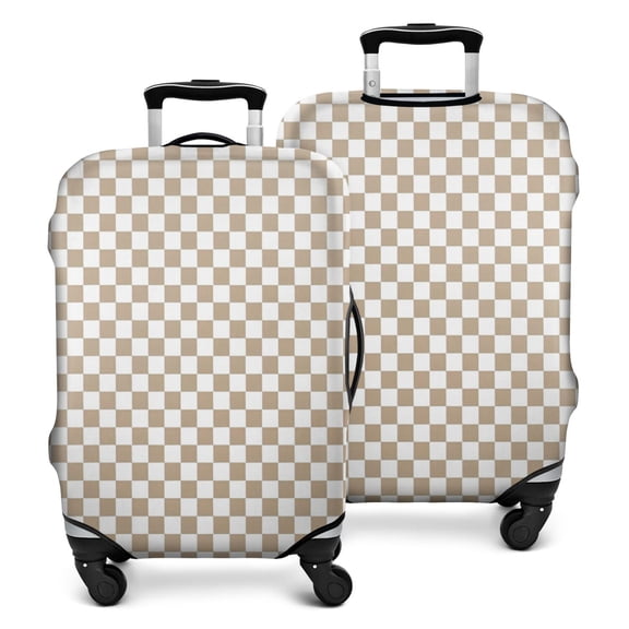 Beige and White Checkerboard Pattern Luggage Cover Fashion Suitcase Cover Baggage Covers Fit 25-28 Inch Luggage (Go Travel)