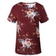 thumbnail image 3 of Camiseta de mujer con estampado floral, manga corta, cuello redondo, blusa informal, rojo vino, XXL Methold AP001919-11, 3 of 6