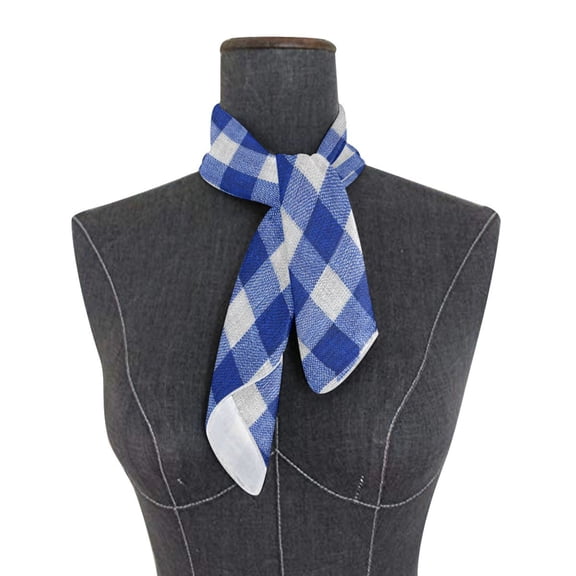 Square Scarf 24x24 Inch Deep Blue Checkered Silky Satin Sun Protection Neck Scarf for Women Multi-Purpose Head Wrap Bandana for Hair Bag Decoration