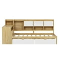 thumbnail image 4 of Harper & Bright Designs Full Size Corner Bed Frame, Daybed with Storage Shelves & Drawers, Wooden L Shaped Beds with Study Desk, Natural+White, 4 of 15